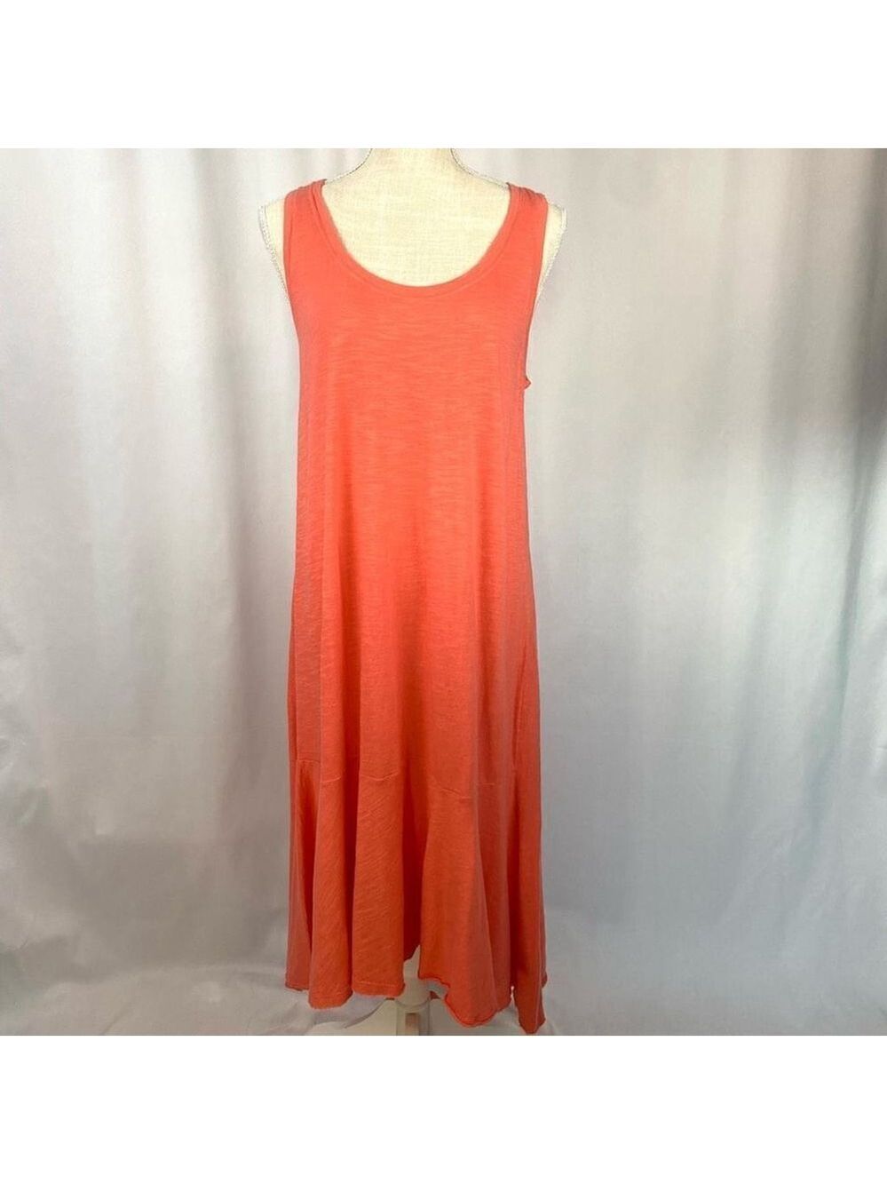 Caslon Tank Dress Coral Soft Cotton Blend Midi High Low Women’s Sz Small